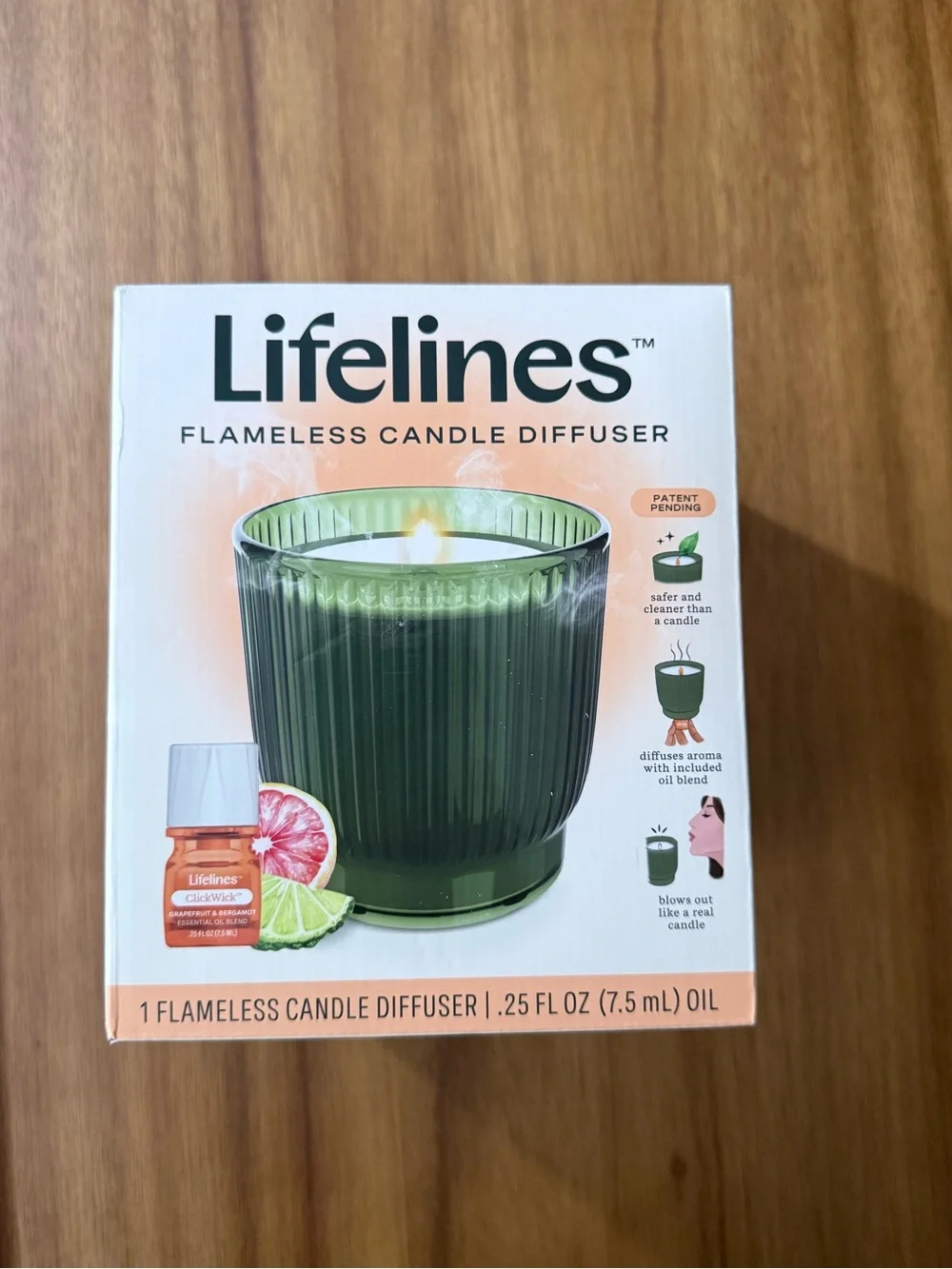 Lifelines Flameless Candle Aromatherapy Essential Oil Diffuser | Olive | NWT